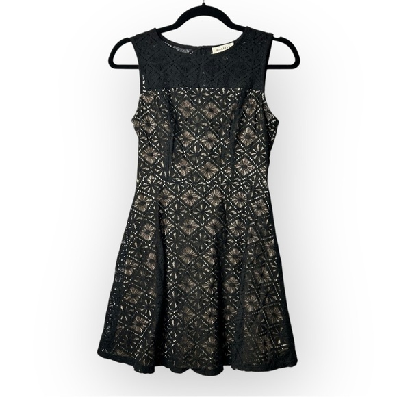 Monteau Black Lace Mini Dress S - Picture 1 of 8